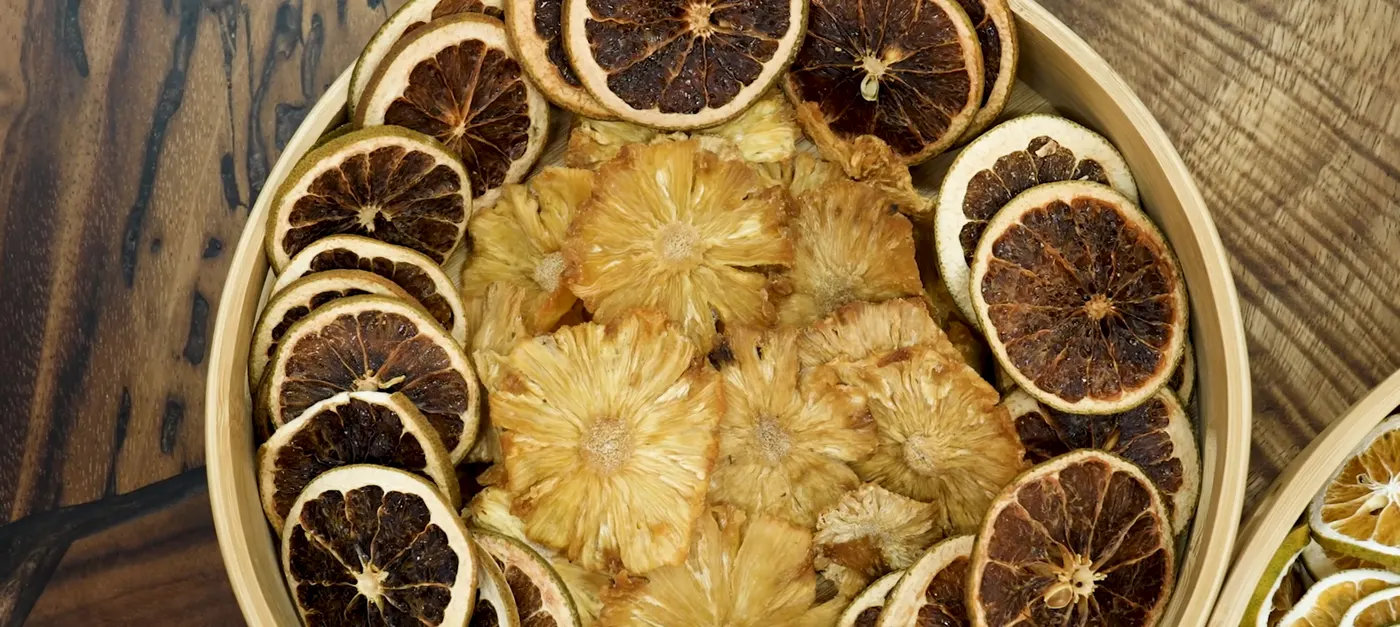 Rodajas de frutas deshidratadas